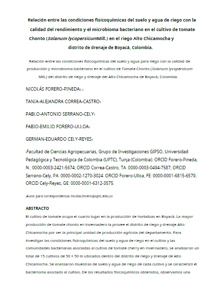 Fisicoquímica de Suelo y Agua Influye en el Rendimiento y Microbioma del Tomate